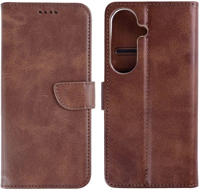 Rixus Bookcase For Samsung Galaxy S26 Brown