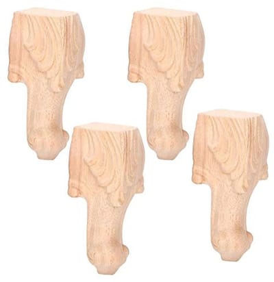 Dailygoods- Meubelpoten van massief hout - Meubelverhoger - Meubelpoten set van 4 - Europese stijl - Gesneden poten - Afmetingen 15 x 6 cm - Meubelpoot