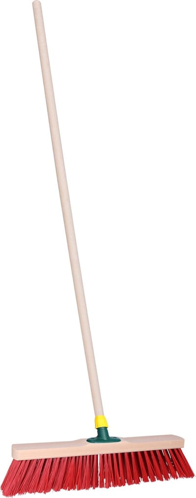 Brumag Straatbezem ODIN voor harde ondergrond - Harde bezemkop rood van 40 cm breed - Houten steel 140 cm