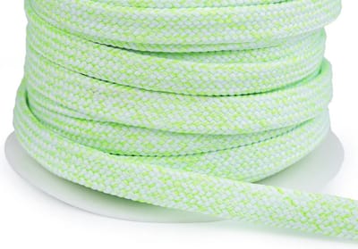 5m capuchonkoord plat - kledingkoord koord geweven dubbel - 10mm - veterkoord veter - 100% polyester - neon fel groen/geel wit gemêleerd - sierkoord