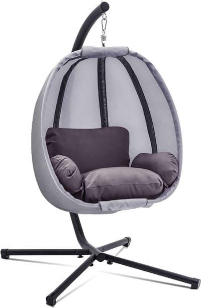 Florixa® Hangstoel Cocoon - Egg Hangstoel – Hang Stoel Met Standaard – Grijs - 105cm x 96cm x 175cm