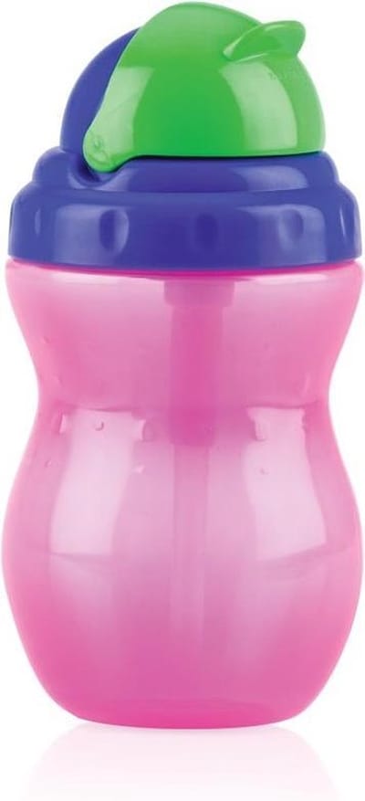Nuby Flip-It Antilekbeker met Rietje 300 ml Roze 12+