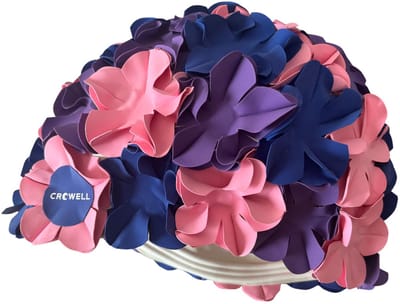 Crowell Badmuts Zwem Kwiaty Flower Roze-Paars-Donkerblauw kol.4
