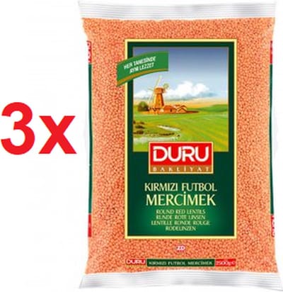 Duru Rode Linzen - 3 x 1kg - Kırmızı Mercimek - Gezond en Veelzijdig