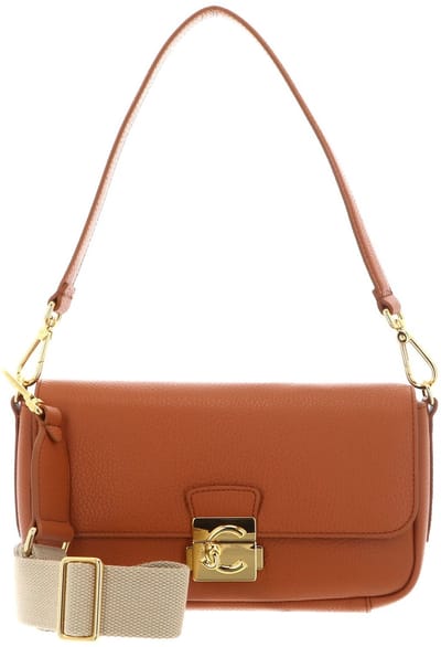 COCCINELLE Leren schoudertas handtas C-Me Handbag Grained Leather Crab Lichtbruin
