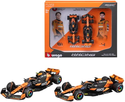 Bburago F1 speelgoedauto McLaren MCL38 2024 set Norris Piastri 1:43.