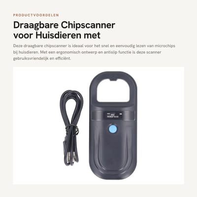 Dailygoods - Draagbare Chipscanner voor Huisdieren met Gegevensopslag