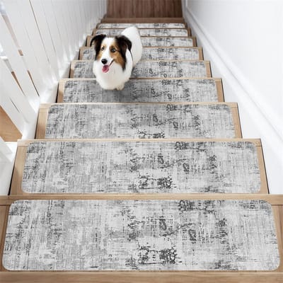 20*76CM Tapijt Traptreden Antislip Trapmatten Verwijderbaar Traptapijt 4-pack Veilige traptredebescherming Geschikt voor kinderen, ouderen en huisdieren