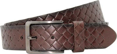 Leren Riem Bruin - Riemmaat 95 - Jeansriem - Gevlochten Riem - Echt Leer - Cadeau