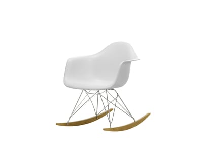 Vitra RAR Eames Plastic Armchair - katoen wit RE - wit - sleden esdoorn goudkleurig