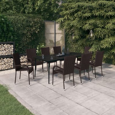 vidaXL - 9-delige - Tuinset - bruin - en - zwart