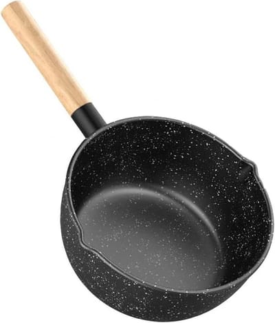 Steel Melkpan - Steelpan met tuit - Kleine porties koken - Dubbele schenktuiten - 18 cm diameter - Zwart