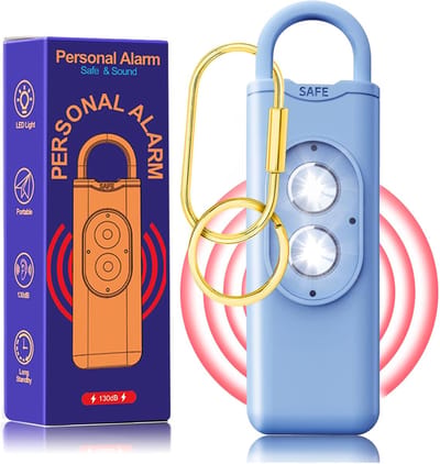 Nood persoonlijk alarm, Persoonlijk alarm met dubbele LED-stroboscooplamp, draagbare kluis met 130 dB-sirene, zelfverdedigingsalarm met sleutelhanger voor Studenten, Kinderen, Vrouwen, Ouderen blauw - Cyslmuk®
