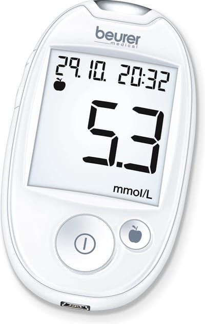 Beurer GL 44 White mmol/l Bloedsuikermeter - Bloedglucose meter - Licht - Incl. prikhulp, 10 test strips, 10 lancetten, batterijen & etui - USB - App beurer HealthManager Pro - 5 Jaar garantie