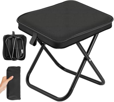 Vouwbare Campingstoel voor Buiten, Lichtgewicht Opvouwbare Stoel voor Wandelen, Picknicken en Kamperen (Zwart)