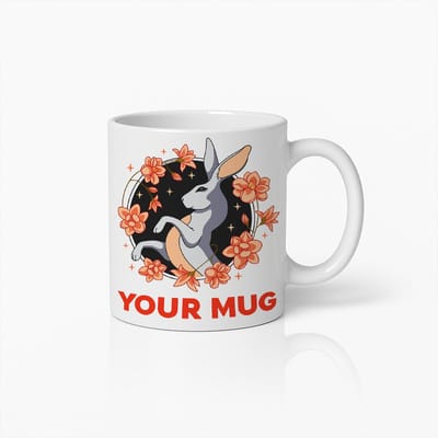 Kangoeroe Mok 330ml – “Your Mug” Grappige Dieren Koffiemok met Bloemontwerp, Perfect Cadeau voor Natuur- en Dierenliefhebbers