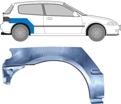 Reparatiepaneel achterspatbord voor Honda Civic 1991-1995 / Rechts