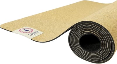 Yogamat Rubber Kurk - Fitnessmat Antislip - Thuis Sporten - Natuurlijke Materialen - 190 cm Lang - Zwart