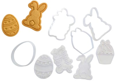 Uitsteekvormpjes Pasen – Koekjes Uitstekers – Uitsteekvormen voor Paasdecoratie – Cookie Cutters - Paashaas ei set van 8 stuks