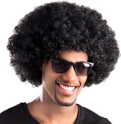 Boland - Pruik Groove zwart Zwart - Afro - Kort - Unisex - Danser/danseres - 70's, 80's & 90's - Disco