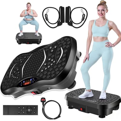 Vibrerende Fitness Plank Met Smart-LCD-Display Bluetooth En 2 Weerstandsbanden - 99 Standen 150kg Draagvermogen - Stille Motor Compact - Voor Thuis Kantoor En Sportschool