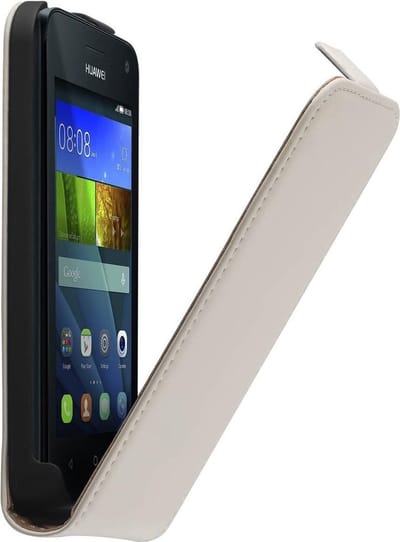 Wit premium leder flipcase Huawei Y360 hoesje