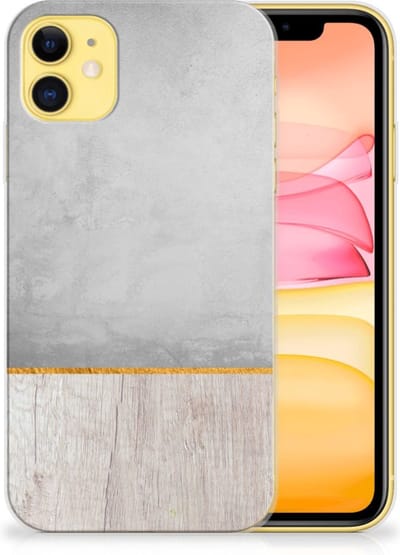 Apple iPhone 11 Bumper Hoesje Wood Concrete
