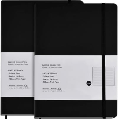 2x B5 Linnen Schrijfblokken Hardcover A5 Notitieboekjes Groot Softcover College School Kantoor