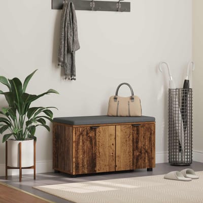 vidaXL - Hallenbank - Oudhout - 80 - x - 38 - x - 46 - cm - Geengineerd - Hout - en - Stof