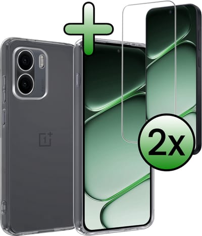 Hoesje Met 2x Screenprotector - Geschikt voor OnePlus 15R - Sterk & Shockproof - Back Cover - Siliconen Case - Telefoon Hoes - Transparant
