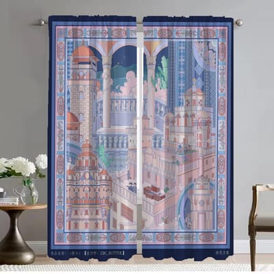 Gordijnen Kinderkamer Chinese Stijl Raamgordijn voor Kamer 2 Panelen Huis Interieur Gordijnen Tule voor Slaapkamer Scheidingswanden Verduisterende Gordijnen W50xH70cmx2pcs-CL gray
