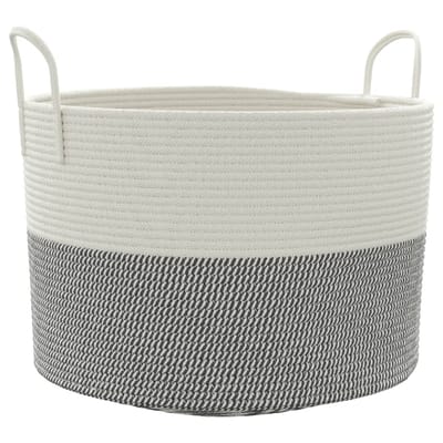 vidaXL - Opbergmand - Ø - 51x33 - cm - katoen - grijs - en - wit