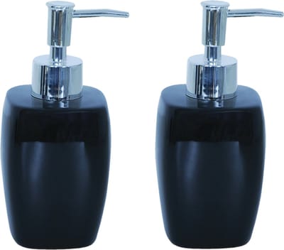 MSV Zeeppompje/dispenser - 2x - Montreal - keramiek - zwart - 7 x 16 cm - 260 ml