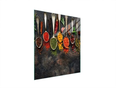 TMK ArtDeko Serie - Glazen Snijplank - 45x52 cm - Beschermpaneel - Motief Przyprawy