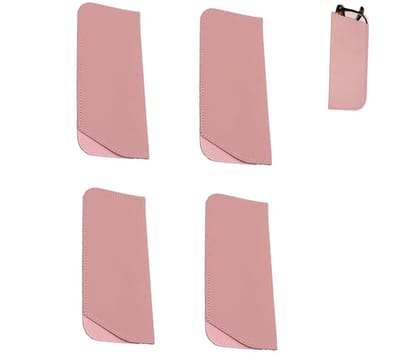 4-stuks Zachte leren brillenkoker - Beschermhoes voor brillen - Draagbare brillenkoker - Zonnebrillenkoker - 17,5 × 7,5 cm - Unisex - Krasbestendige lenzen - Stof- en vochtbestendig - Geschikt voor brillen en zonnebrillen - Roze