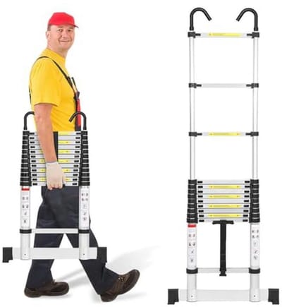 Telescopische Ladder Aluminium - Multifunctionele Ladder tot 150 kg met Afneembare Haken