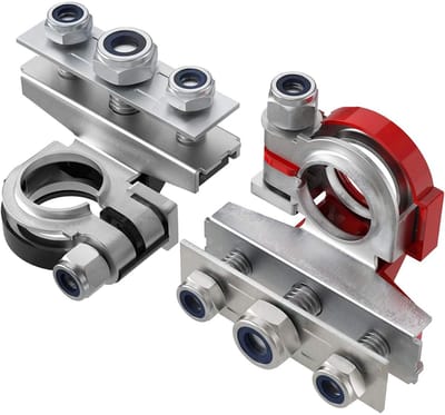 EXCITAT Accuklemmen - 1 paar 3-weg accuklemmen - Snelkoppeling - Universele klemmen - met M8-bout autoaccuconnector - Geschikt voor auto's, boten, campers, caravans