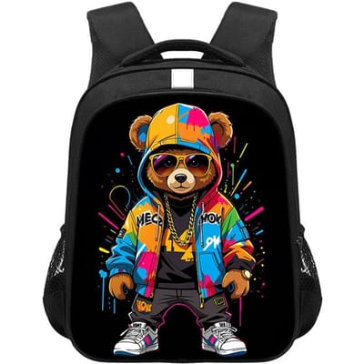 14/16 inch Kawaii Graffiti Beer Print Rugzak voor 3-18 Jaar Oud Hip Hop Kinderen Schooltassen Tiener Reis Dagrugzak Cadeau 16 inches