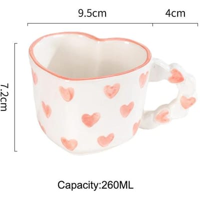 Schattige Ins Stijl Hartvormige Koffiekop met Schotel Handbeschilderd Liefde Keramiek Mok Festivalcadeaus Afternoon tea Kop Ontbijtkopjes 200-400ml white