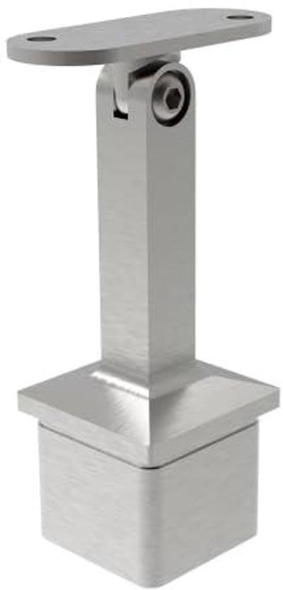 Leuningsteun Roestvrij Staal - Paalsteun Zuil - Trap Ondersteuning - Vierkant 40x40mm Geslepen - Hoogte 81mm - Zilver
