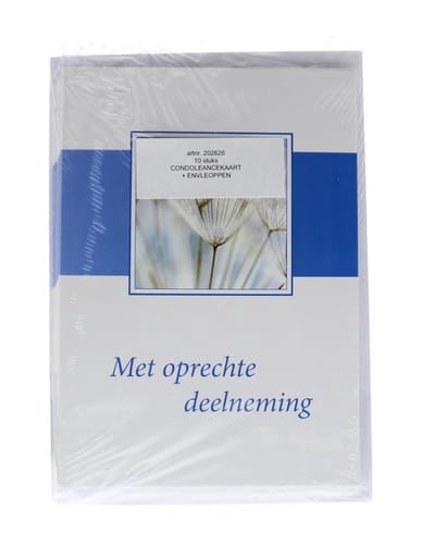 Spruyt Hillen Condoleance kaart & envelop SH 10 stuks