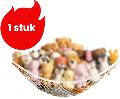 1 stuk - Speelgoedopberghangmat - Opbergruimte voor pluchen speelgoed voor kinderen - Grote nethangmat - Wit