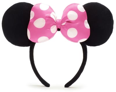 KIMU® Haarband Mouse Roze Grote Strik Polkadots - Minnie Diadeem Muis Ronde Oren - Minny Zwarte Oortjes Muizenhaarband Pak Kostuum Festival