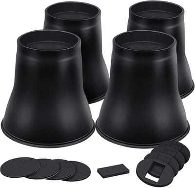 Zware ronde meubelverhogers 15 cm voor bed, bureau en tafel - Ondersteuning tot 6000 lbs (4 stuks zwart)