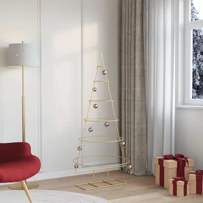 vidaXL - Metalen - kerstboom - met - standaard - Goud - 148 - cm - Poedercoated - staal