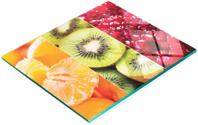 Multifunctionele decoratieve snijplank van gehard glas met fruitmotief voor in de keuken, 60x52 cm