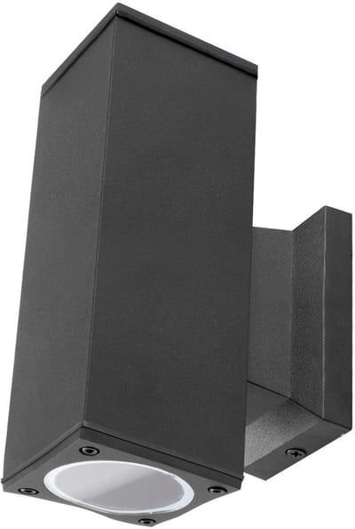 Buitenlamp vierkant zwart | dubbele GU10 lampvoet voor twee spots | waterdicht IP65