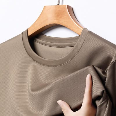 Moerbei Zijde Heren T-shirt Ronde Hals Half Mouw IJs Zijde Jeugd Heren T-shirt Polo Shirt Heren M beige