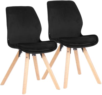 CLP Luna Set van 2 Eetkamerstoel - Modern - Rugleuning - 136 kg - Fluweel/zwart