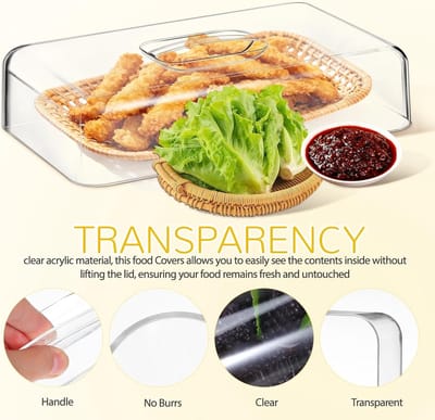 Transparante acryl voedselhoes voor taarten en fruit - Rechthoekige beschermende displaydeksel voor keuken en restaurantgebruik, ideaal voor versheid en presentatie
